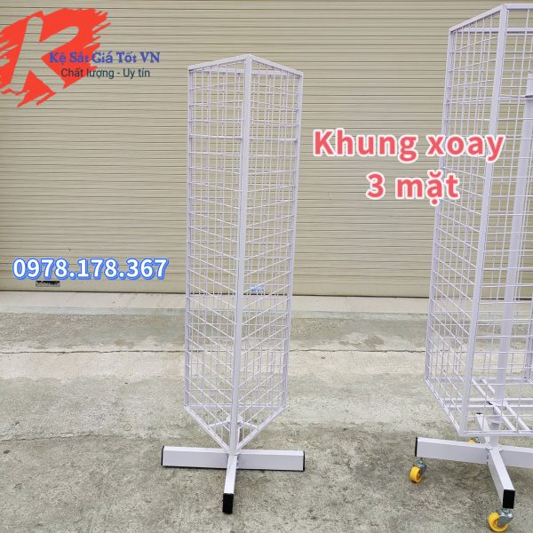 Khung lưới xoay đa năng 3 mặt treo phụ kiện cao cấp