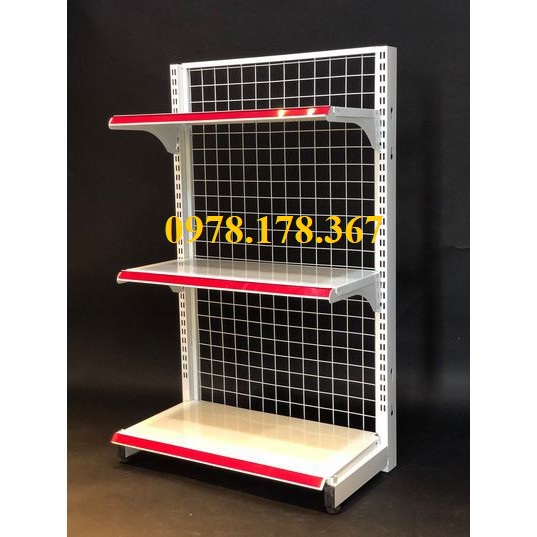 Kệ siêu thị lưng lưới 3 tầng cao 1,2m trưng bày hàng tạp hoá