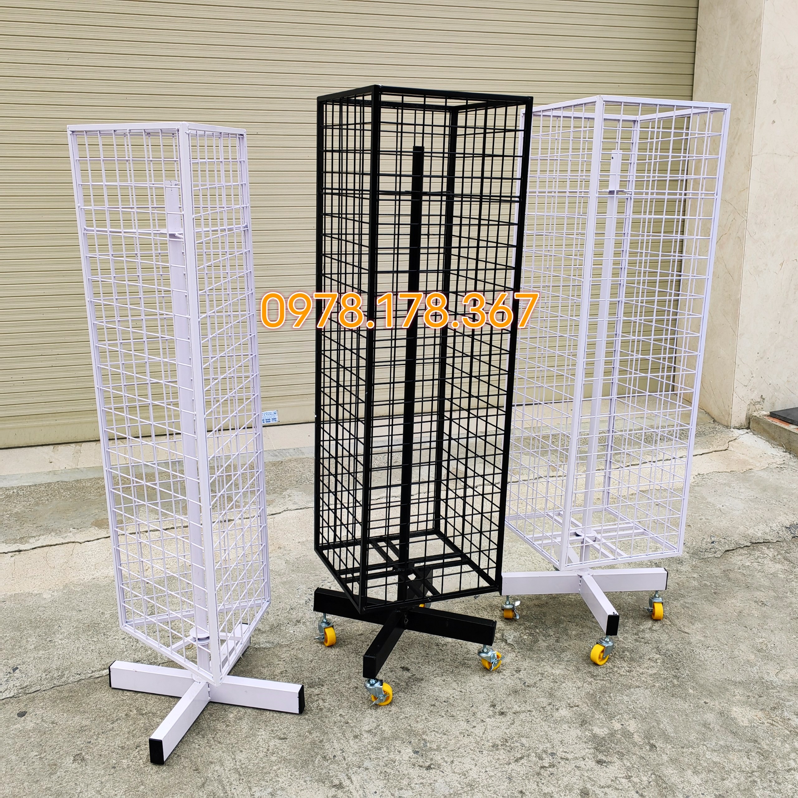 Khung xoay đa năng 3 mặt, 4 mặt cài móc treo phụ kiện