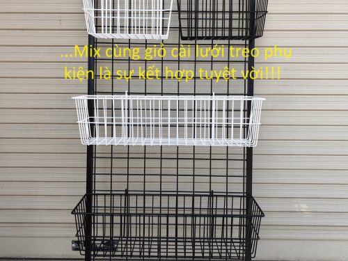 Giỏ sắt cài khung lưới đựng mỹ phẩm, phụ kiện