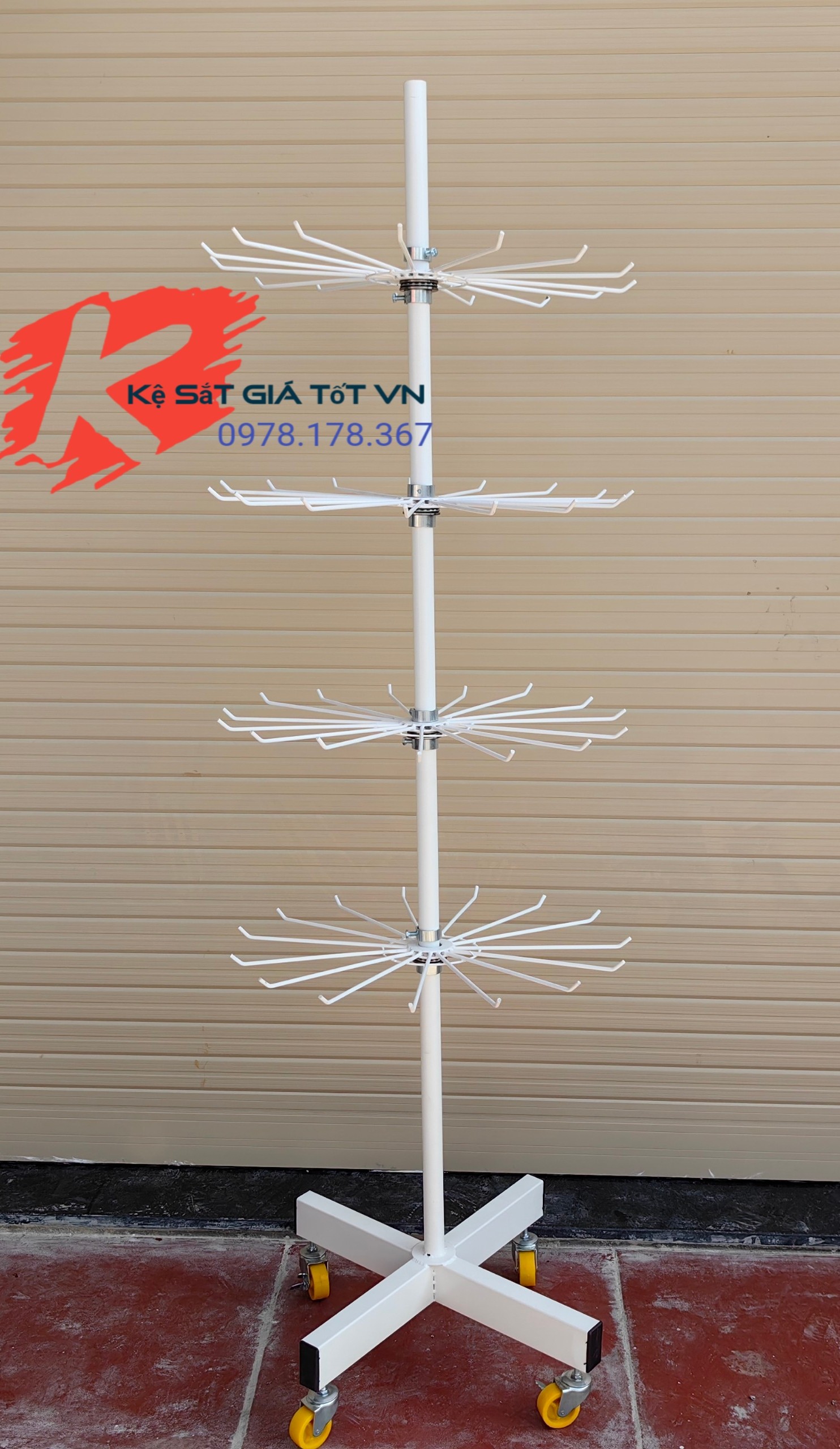 Kệ xoay chong chóng treo phụ kiện đa năng - Sơn tĩnh điện màu Trắng
