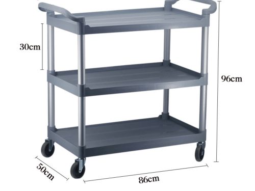 Xe đẩy thức ăn - Xe phục vụ dọn chén dĩa 3 tầng