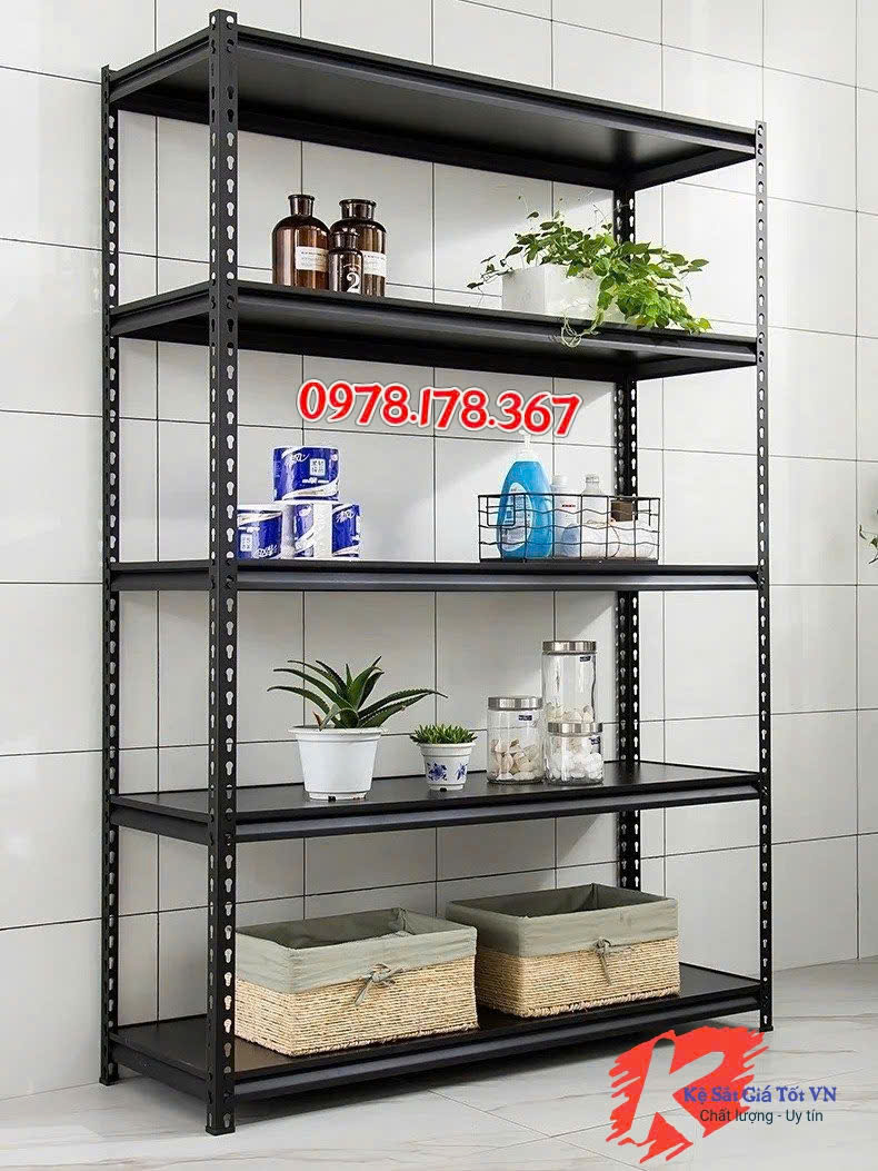 Kệ V lỗ đa năng, kệ thiết kế gài không dùng ốc vít – D1m x R40 x C2m x 5 tầng