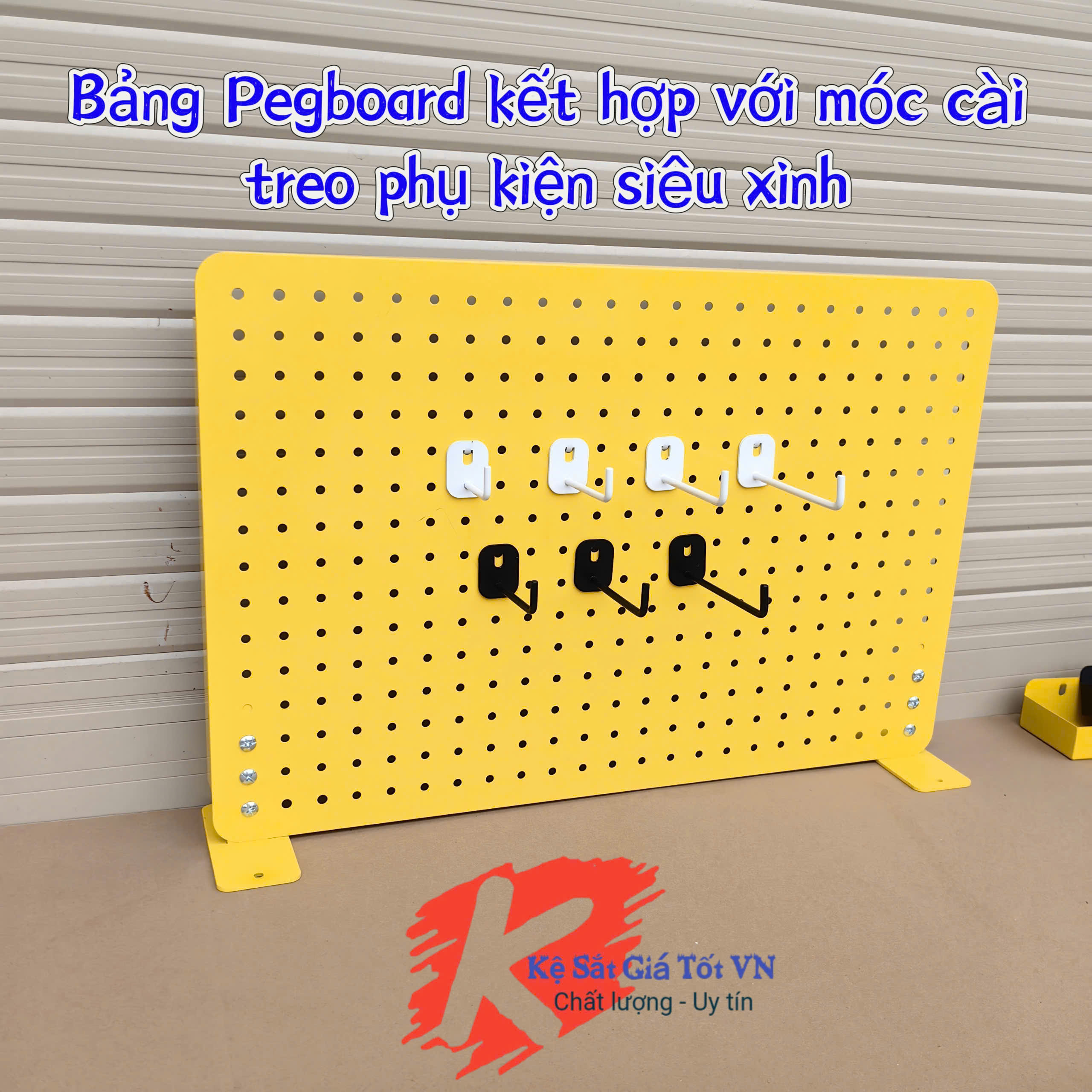{MÀU VÀNG} Bảng lỗ Pegboard cao cấp để bàn treo phụ kiện đa năng