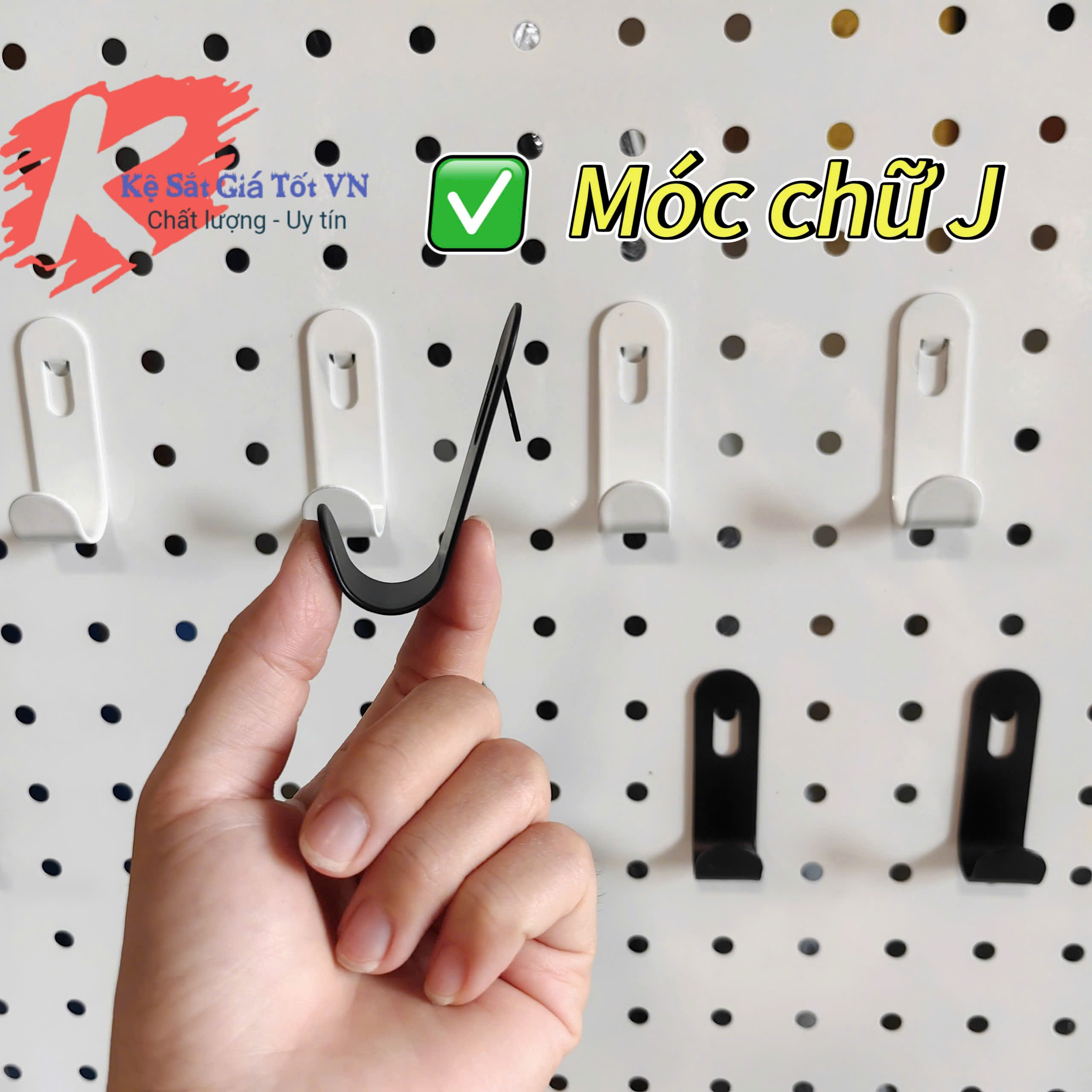 Móc Chữ J Cài Tấm Tôn Đục Lỗ, Cài Bảng Pegboard Cao Cấp