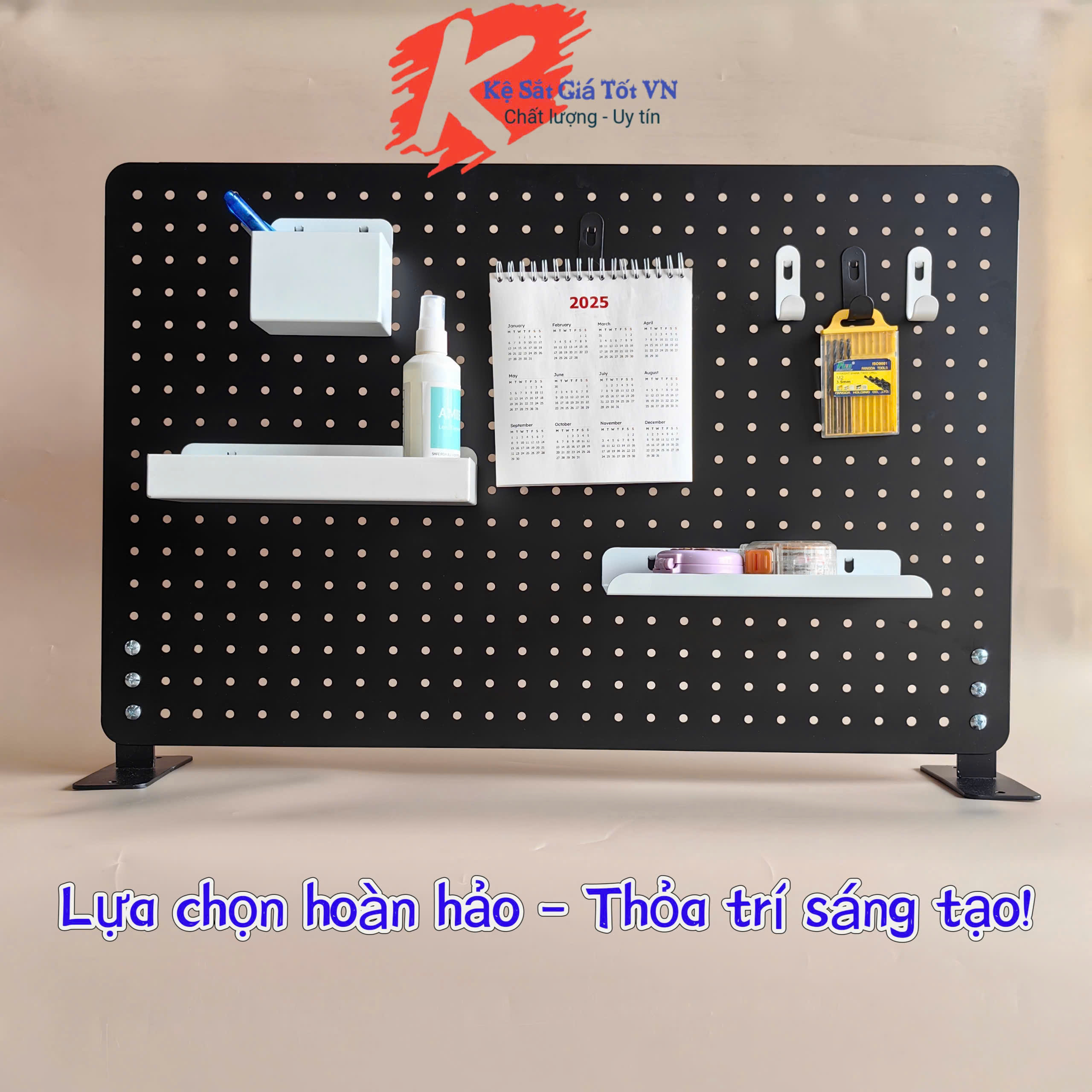 {Dày 0.8li} Bảng Pegboard Treo Phụ Kiện Sơn Tĩnh Điện Cao Cấp – 60×50, 70x45cm