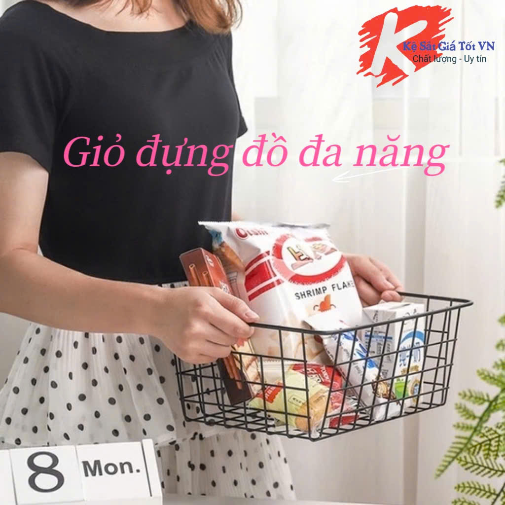 Giỏ sắt đựng đồ đa năng – Rổ sắt nhúng nhựa cao cấp (Dài 36cm)