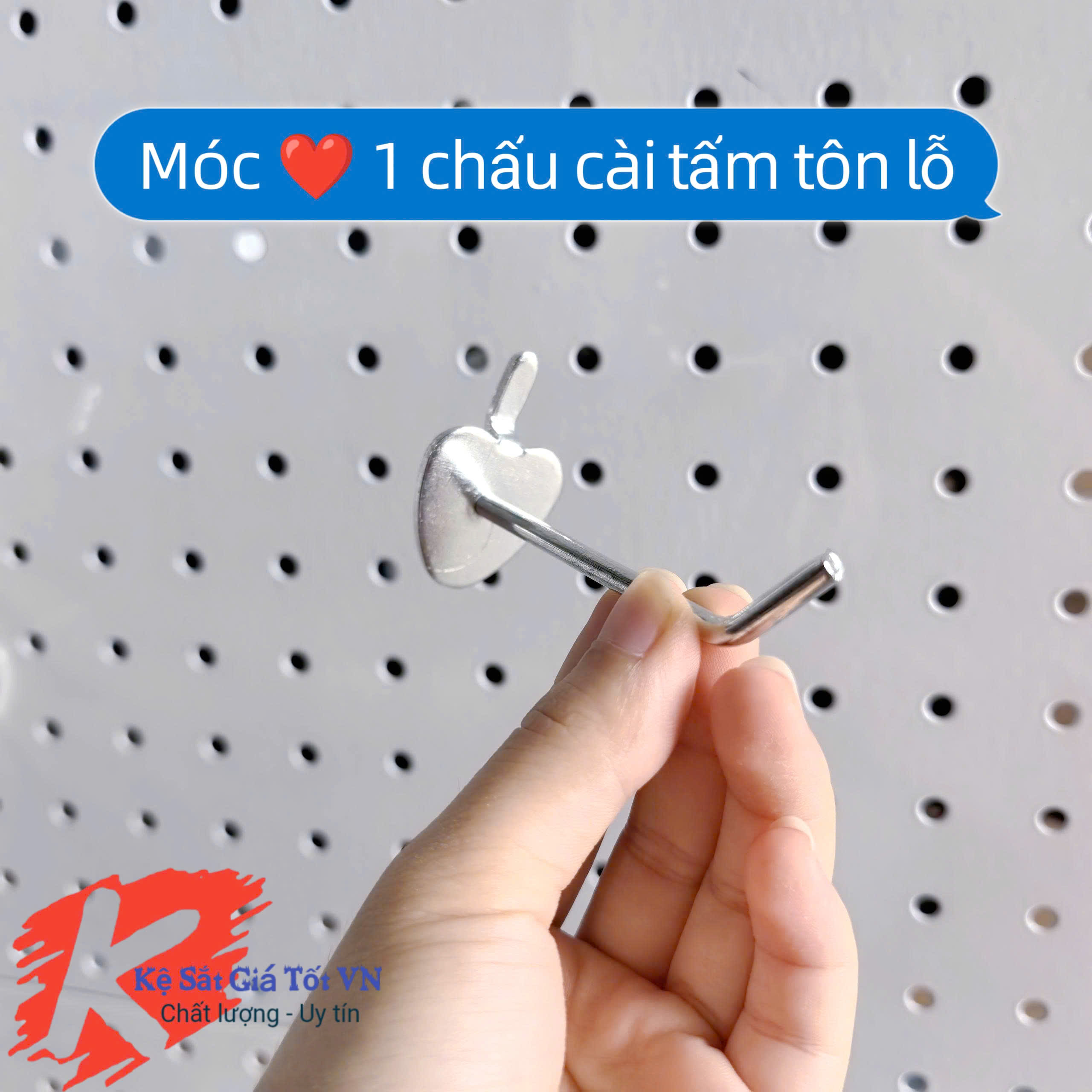 Móc trái tim 1 chấu cài tấm tôn lỗ