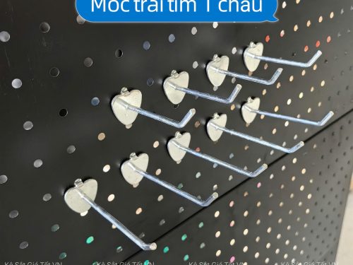 Móc trái tim 1 chấu cài tấm tôn đục lỗ treo phụ kiện