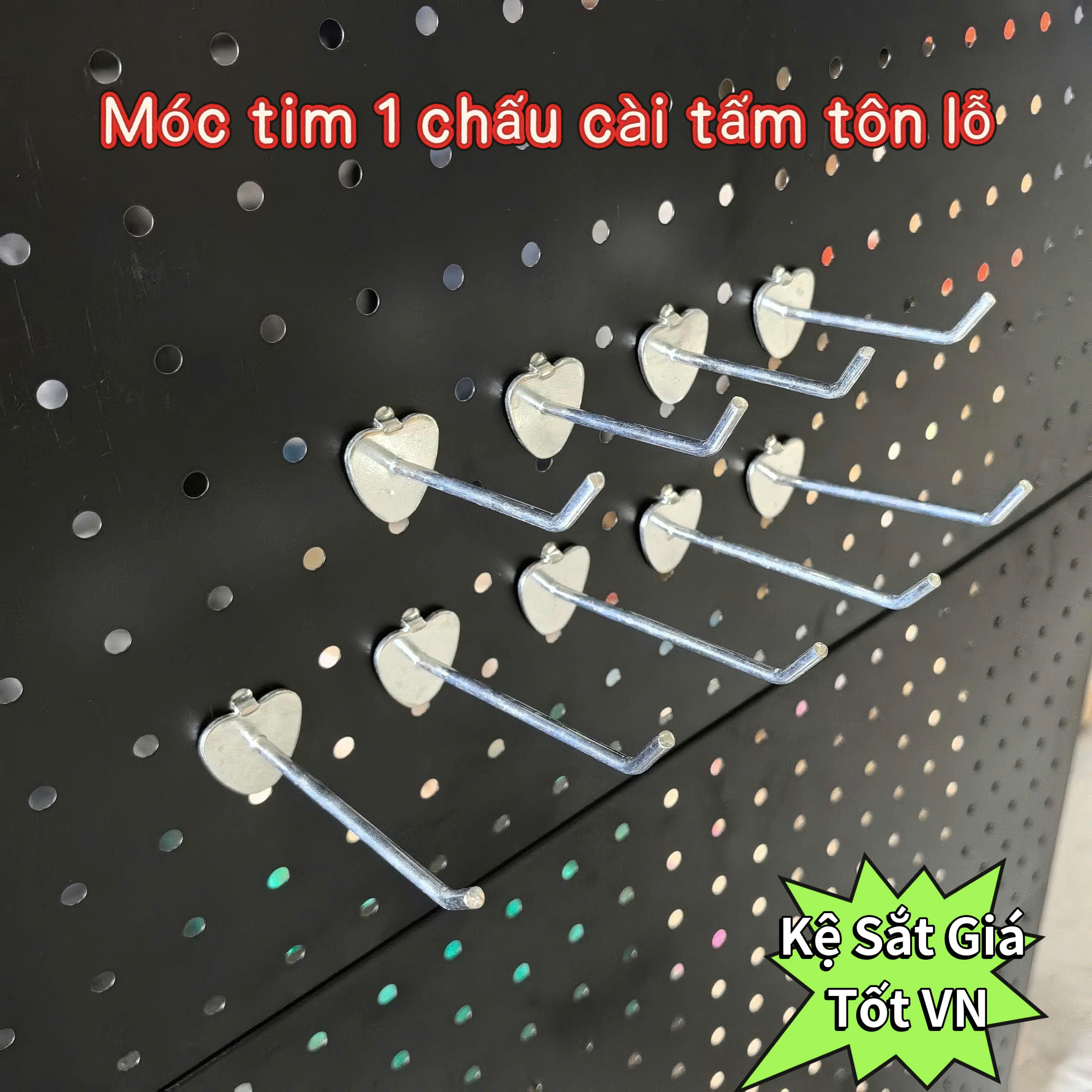 Móc trái tim 1 chấu cài bảng Pegboard treo phụ kiện đa năng