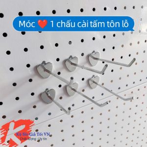 Móc trái tim 1 chấu cài tấm tôn đục lỗ treo phụ kiện