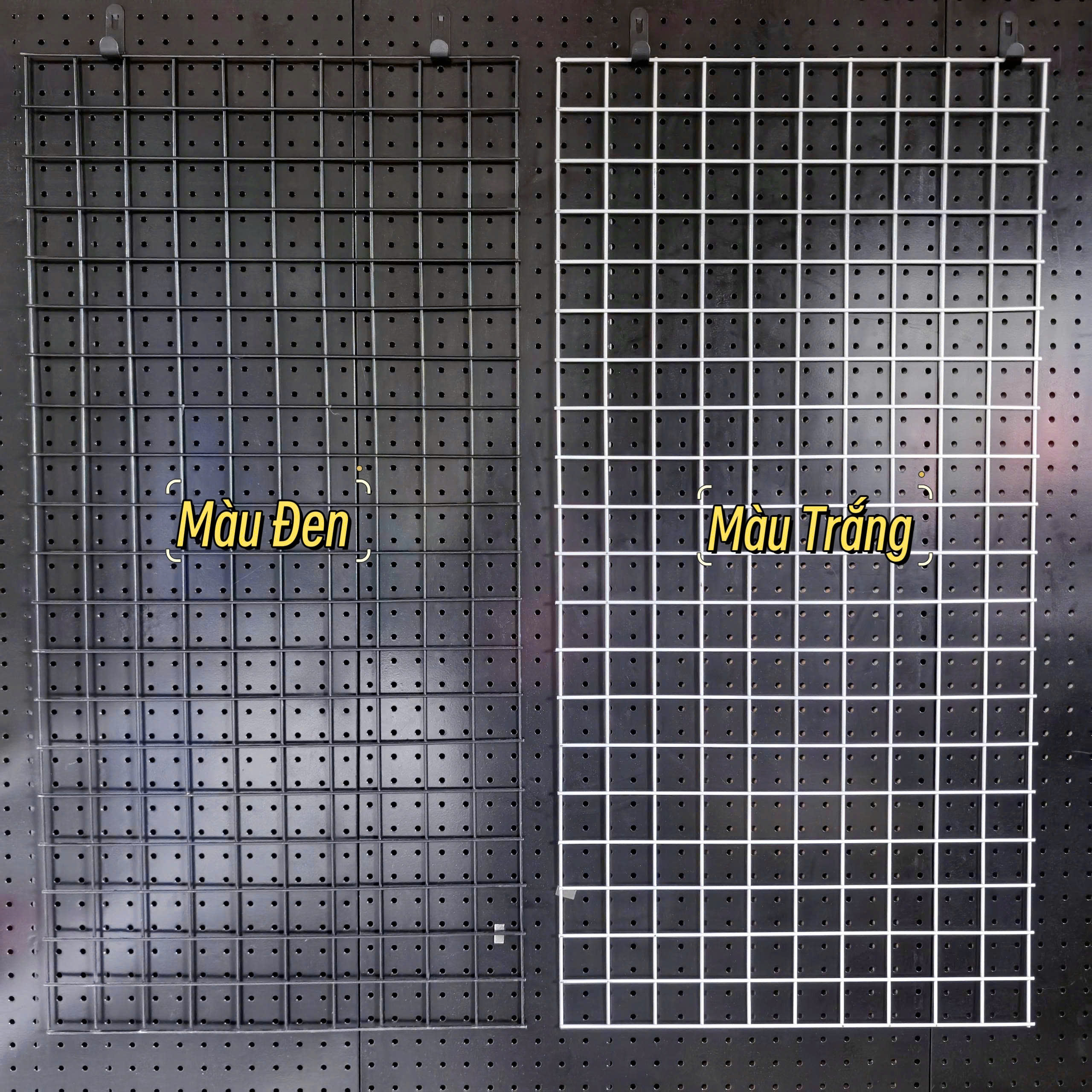 Tấm lưới sắt treo phụ kiện gắn tường quán cà phê, shop