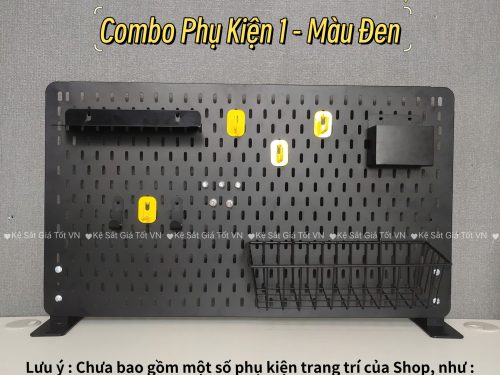 Bảng Pegboard lỗ dọc kèm phụ kiện - Màu Đen