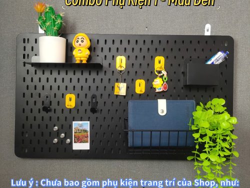 Combo bảng Pegboard lỗ dọc kèm phụ kiện Decor trang trí đa năng