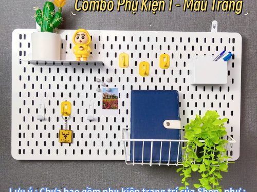 Combo bảng Pegboard gắn tường kèm phụ kiện Decor Trang Trí