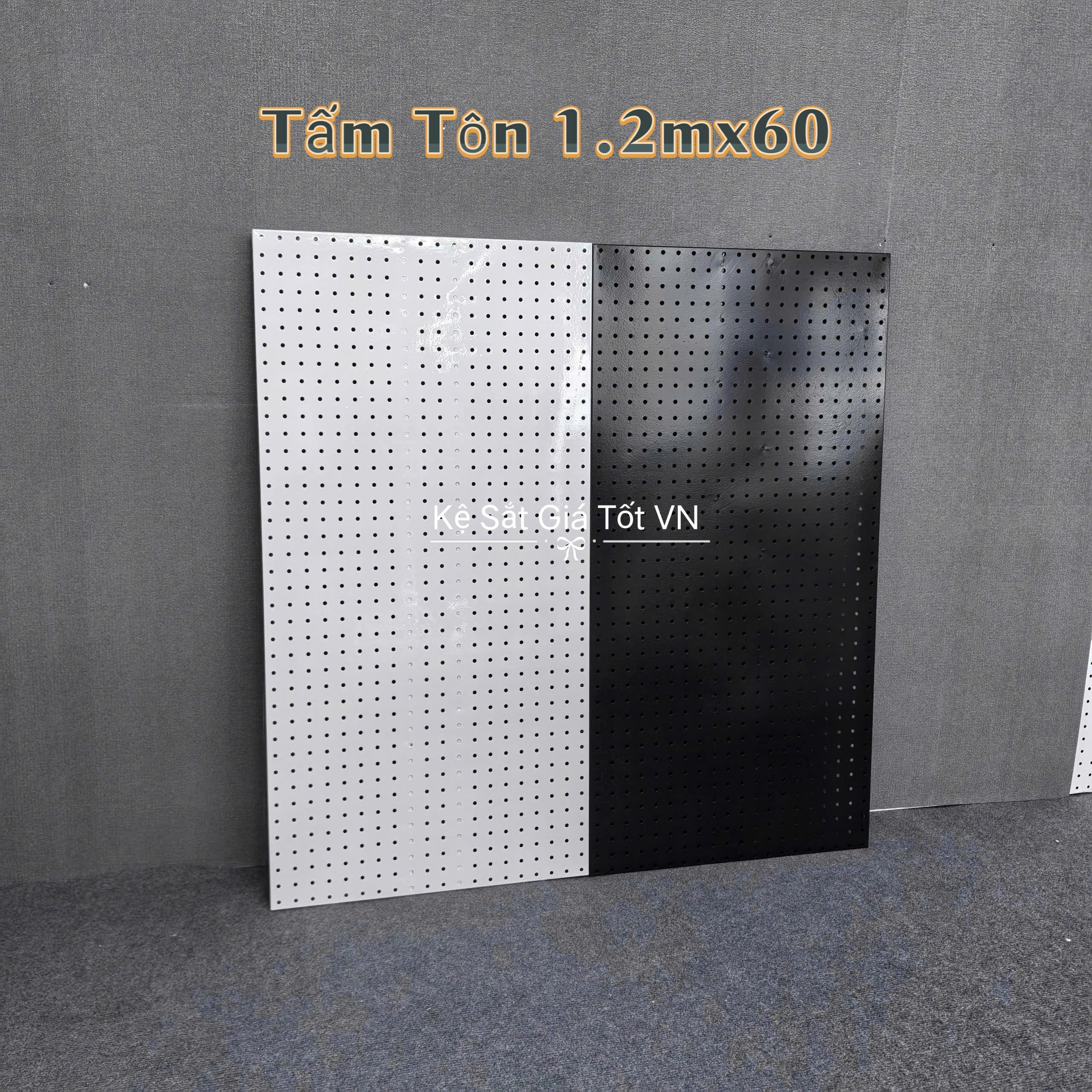 Bảng Pegboard 1.2mx60 Tấm tôn 1.2mx60 - Màu Đen & Trắng