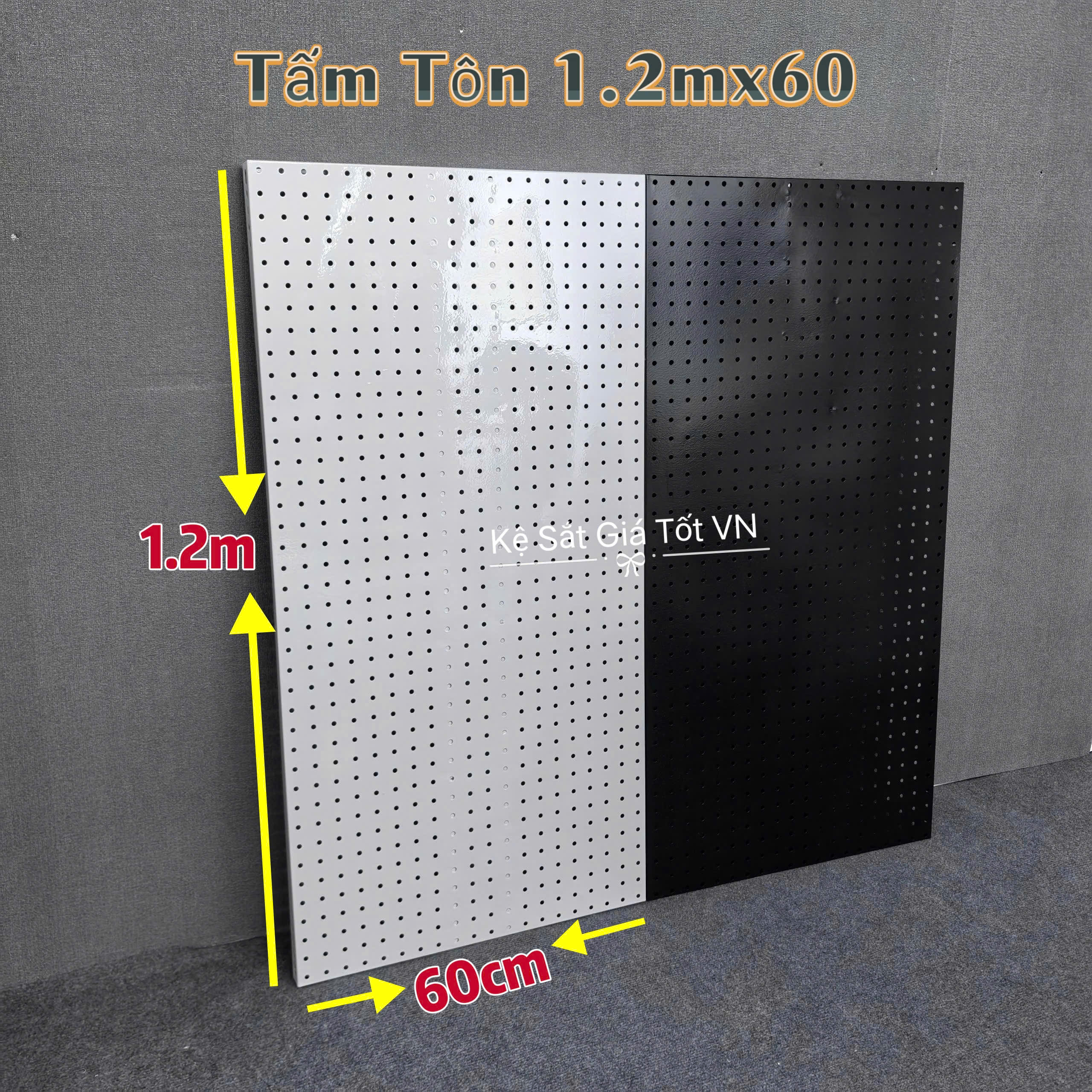 Tấm tôn đục lỗ cài móc treo phụ kiện Tấm tôn được sơn 3 lớp tĩnh điện cao cấp màu Đen và Trắng