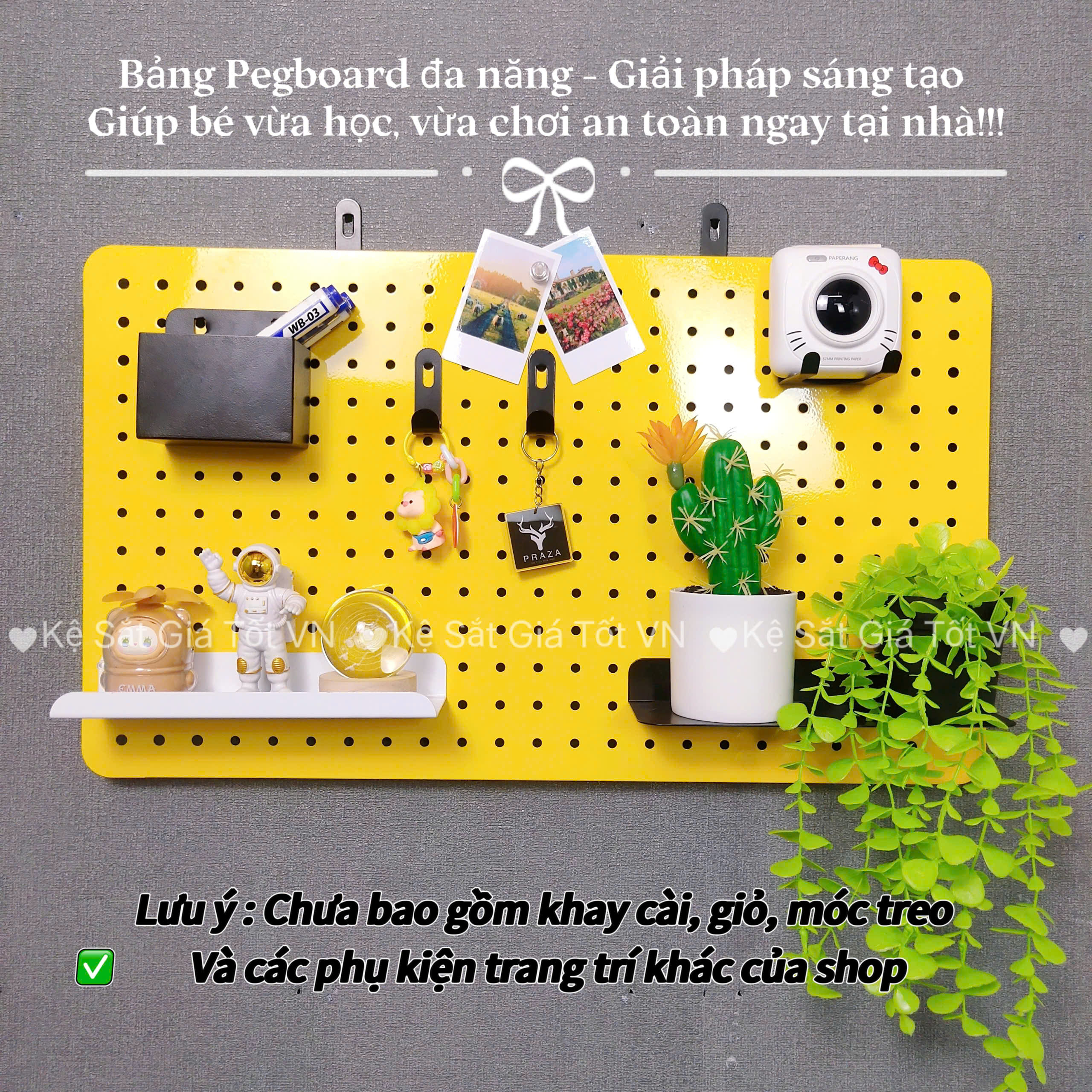 Pegboard 60x30 Cài Móc – Bảng Treo Tường Trang Trí Hiện Đại Bảng Pegboard 60x30 Sơn Tĩnh Điện – Treo Phụ Kiện Dễ Dàng