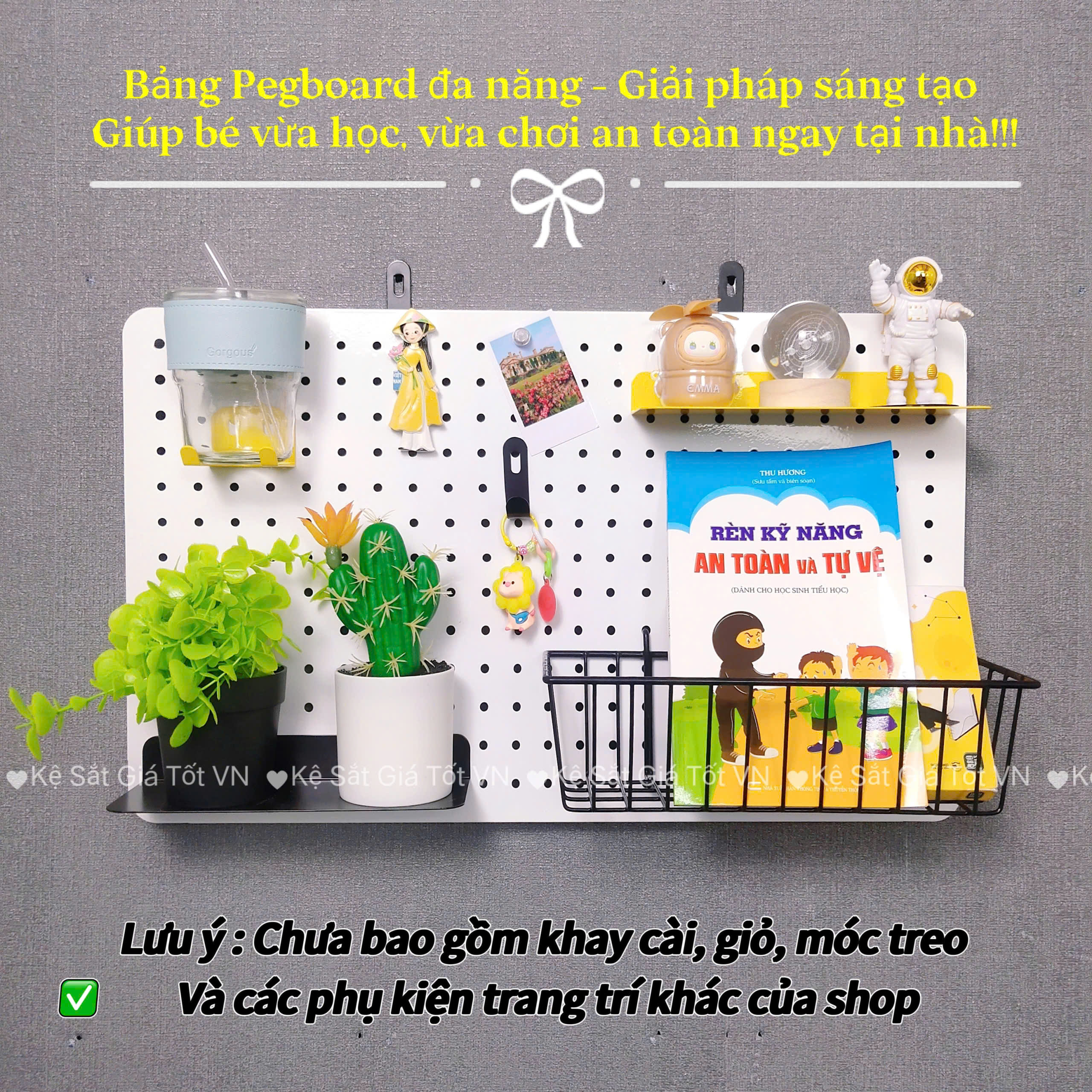 Bảng Pegboard 60x30 Kim Loại – Cài Móc Treo Gọn Gàng Đẹp Mắt