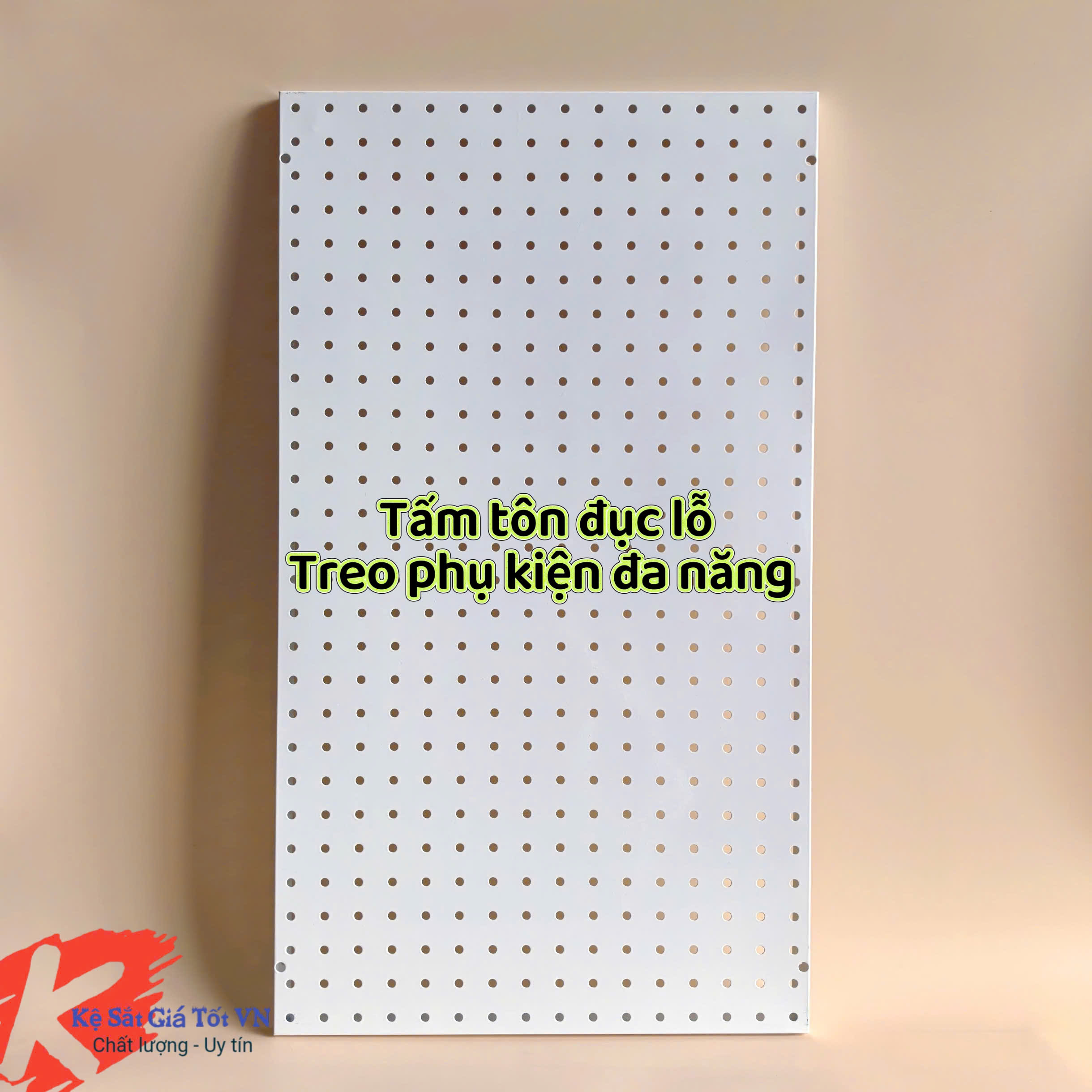 Bảng Pegboard cài móc treo phụ kiện đa năng Bảng pegboard cạnh vuông 60x40 sơn tĩnh điện màu trắng cao cấp