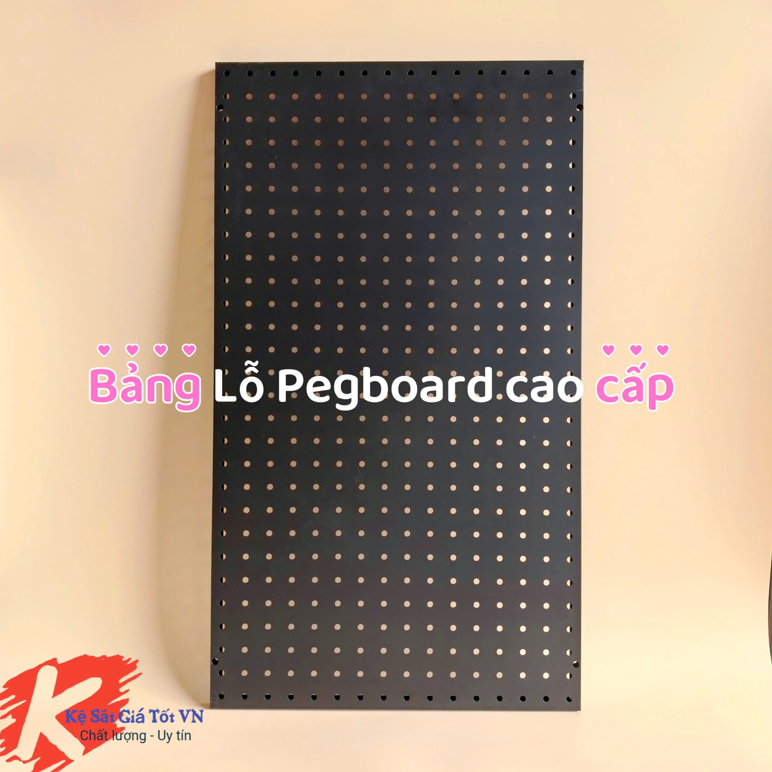 Bảng Pegboard cạnh vuông 60x40cm màu đen