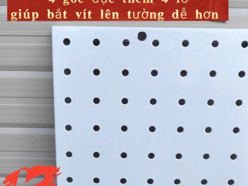 Bảng lỗ Pgboard, 4 góc đục thêm 4 lỗ giúp bắt vít lên tường dễ hơn