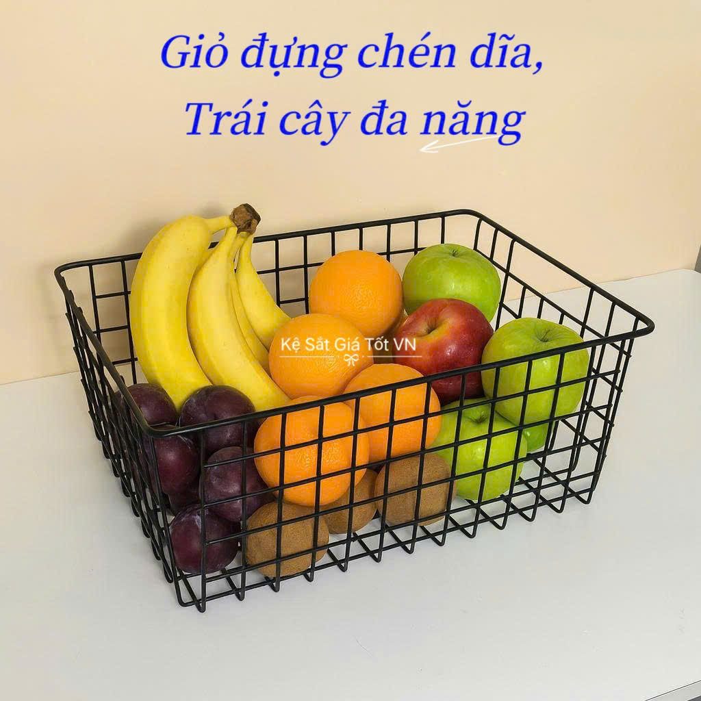 Giỏ sắt nhúng nhựa cao cấp – Giỏ đựng đồ đa năng (Dài 28cm)