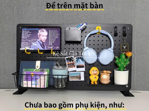 Bảng Pegboard + 2 chân đế để trên mặt bàn treo phụ kiện
