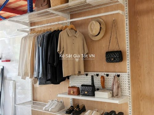 Kệ thanh ray gắn tường treo quần áo đa năng