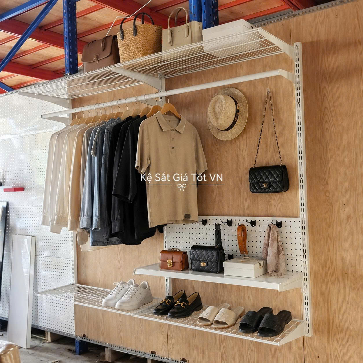 Phụ kiện rời lắp kệ thanh ray gắn tường treo quần áo, phụ kiện đa năng Kệ thanh ray gắn tường treo quần áo đa năng