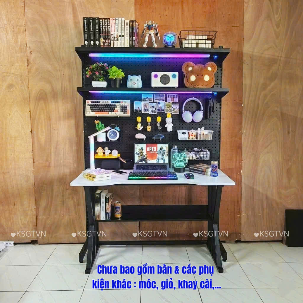 Kệ pegboard chân đứng trang trí studio cao cấp Kệ Pegboard chân đứng decor góc học tập giúp sách vở, văn phòng phẩm và phụ kiện được sắp xếp gọn gàng. Thiết kế linh hoạt, dễ thay đổi cách bố trí theo sở thích.