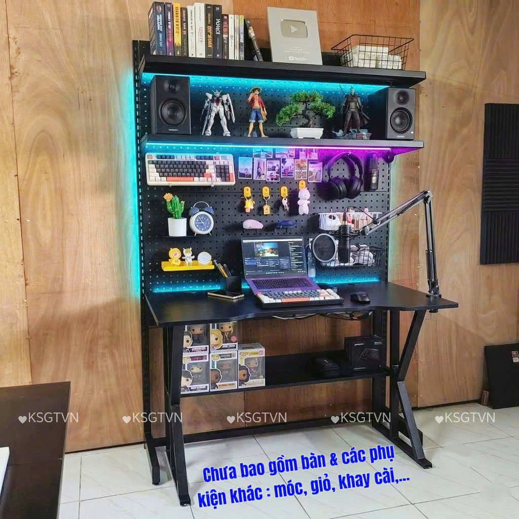 Kệ Pegboard chân đứng decor bàn làm việc thiết kế hiện đại, tiện dụng, giúp treo và sắp xếp phụ kiện gọn gàng. Phù hợp decor góc học tập, làm việc, phòng ngủ và văn phòng.