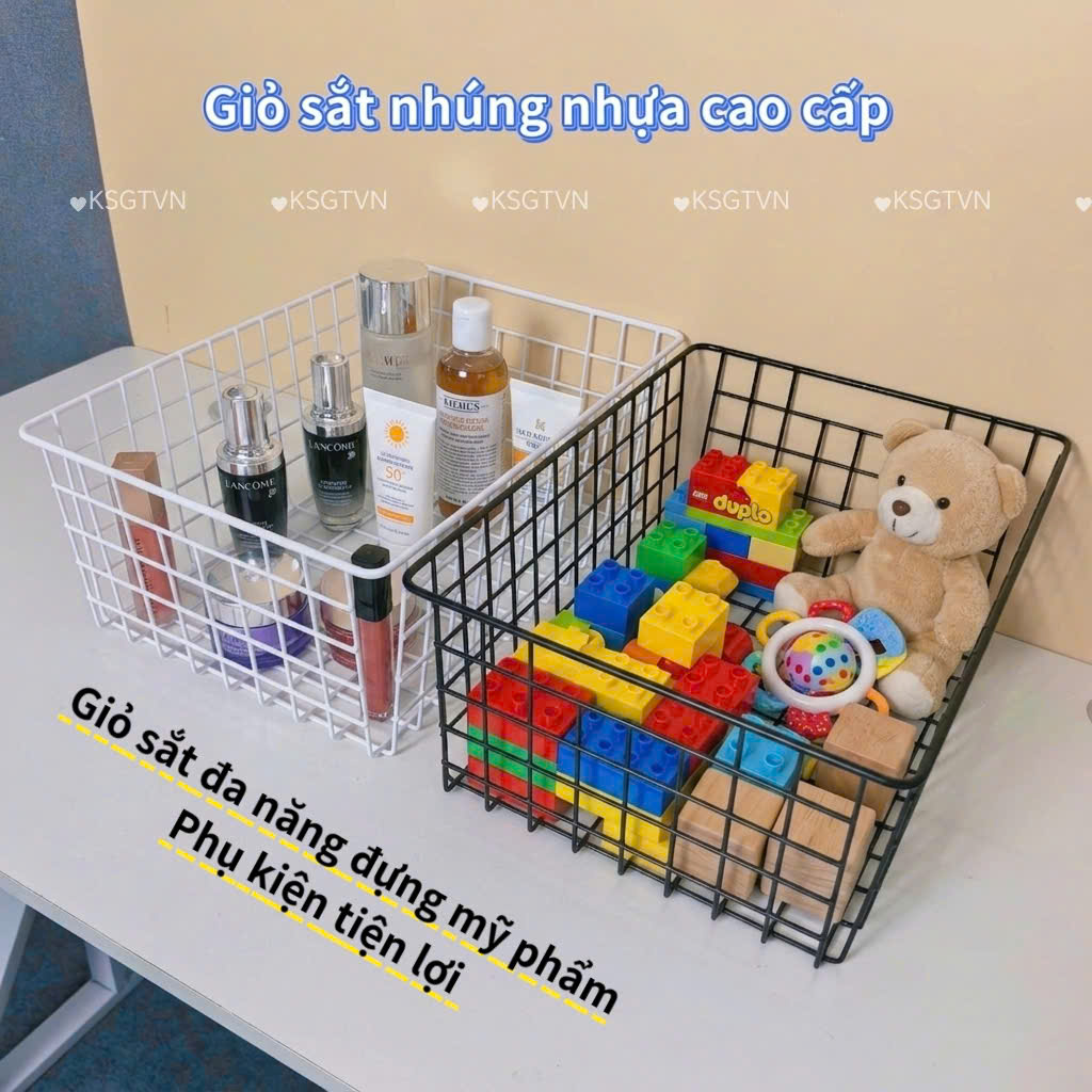 Giỏ Sắt Nhúng Nhựa Đựng Mỹ Phẩm Cao Cấp