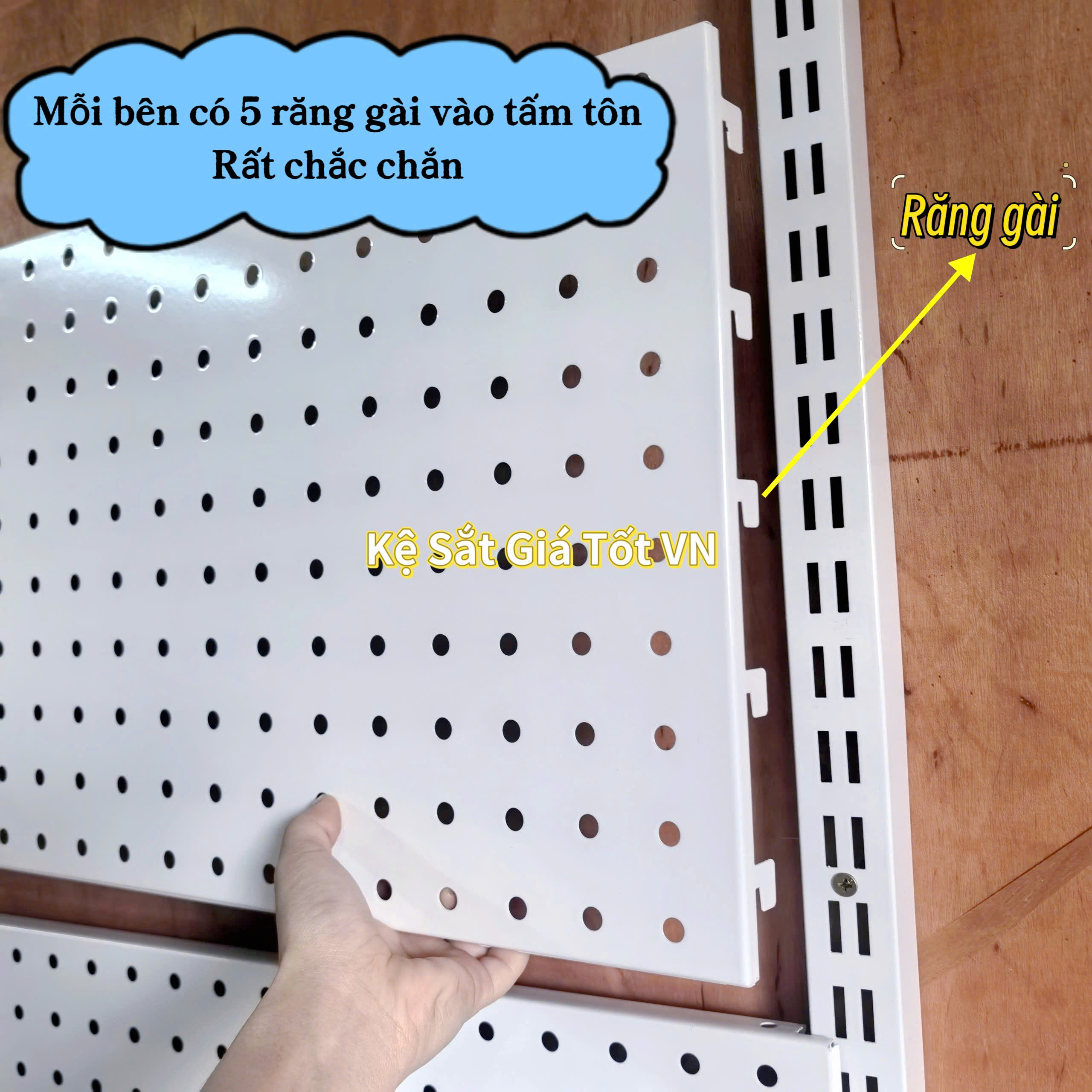 Tấm Tôn Pegboard Đục Lỗ 8Ly Treo Phụ Kiện Dụng Cụ 1.2m x 30cm Tấm Tôn Đục Lỗ Gắn Thanh Ray Treo Đồ Nghề Đa Năng Dài 1.2m