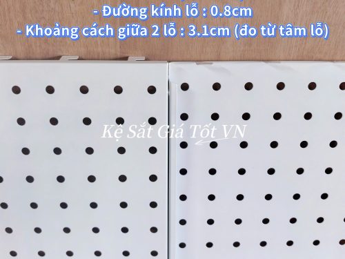 Tấm lỗ pegboard gắn tường sơn tĩnh điện cao cấp