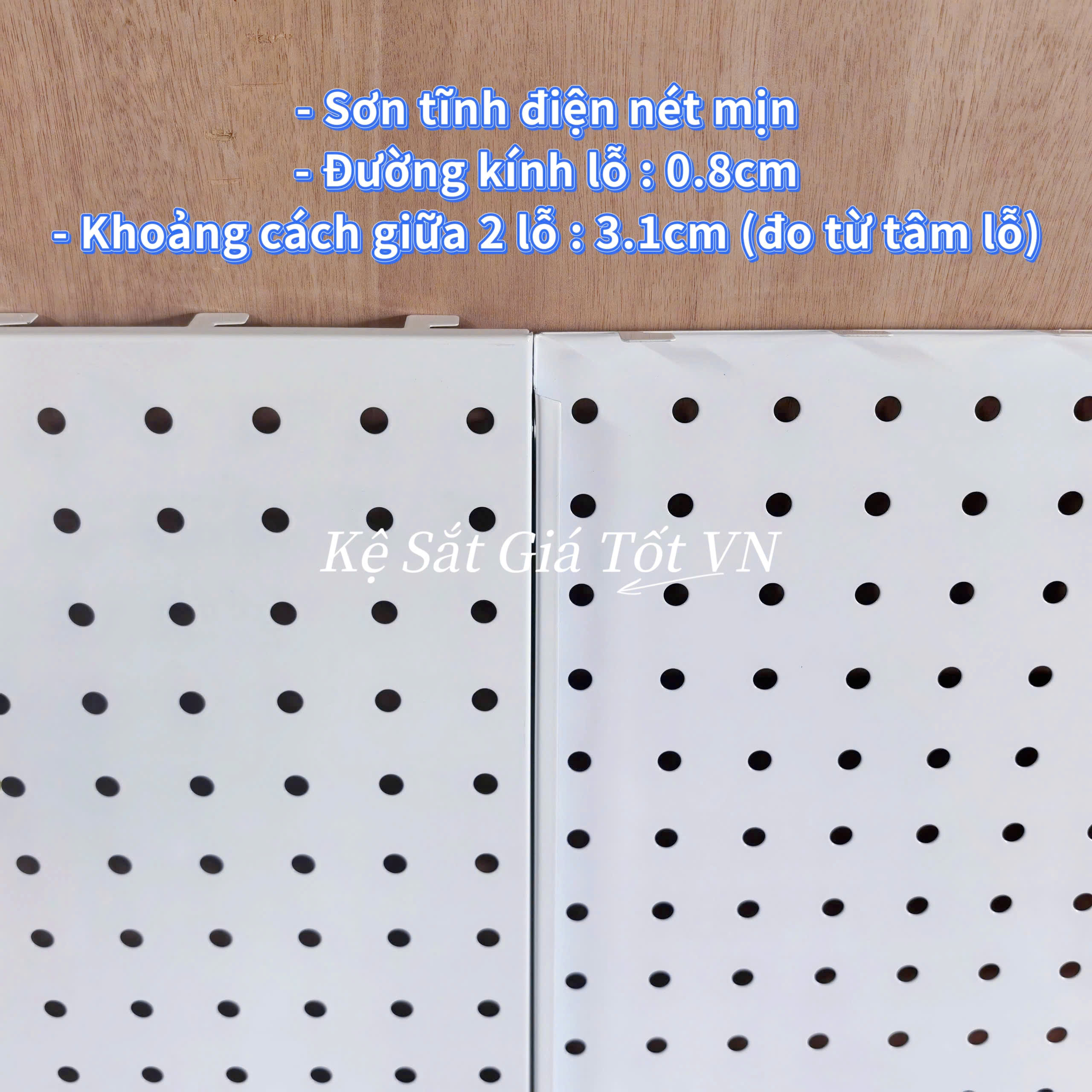 Tấm lỗ pegboard gắn tường cài móc treo phụ kiện đa năng Tấm lỗ pegboard gắn tường sơn tĩnh điện cao cấp