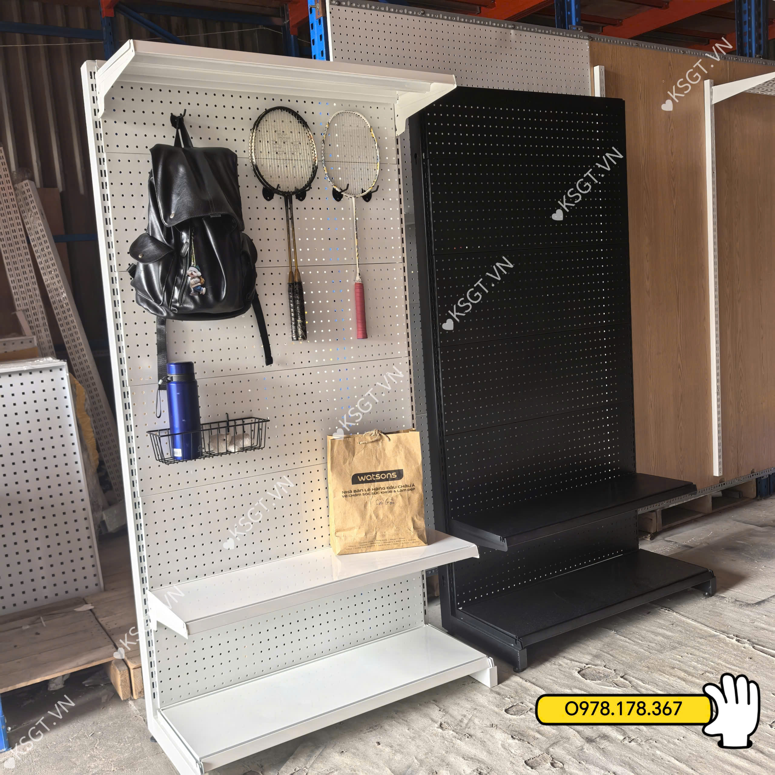Kệ Pegboard Treo Phụ Kiện 90x180cm x 3 Mâm Cho Cửa Hàng